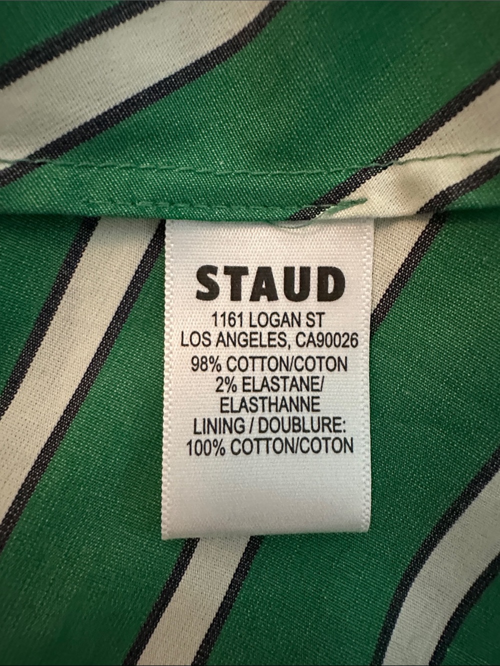 STAUD Dawn Seaweed Stripe Halter Maxi Dress Green White M - Picture 9 of 9